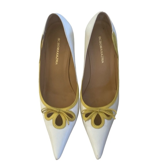 BCBG MaxAria Color cream and yellow pointy toe pump Leather All Leather Sz 6 1/2 - Picture 3 of 13